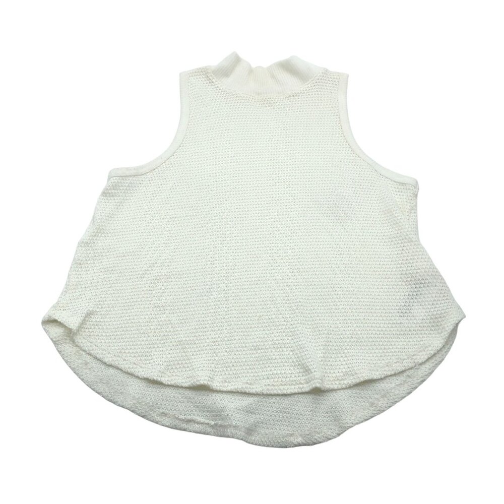 Silence + Noise Womens Sleeveless Textured Knit Top Mock Neck White Size M